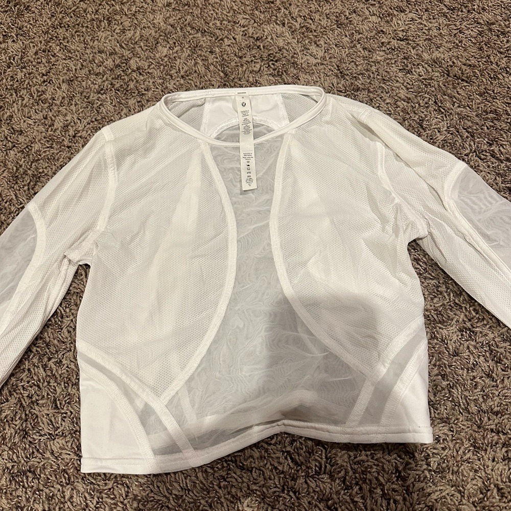 Lululemon White Mesh Top size 6